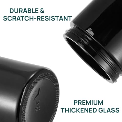 Black Glass Storage Jars Set of 4 - 8oz Airtight & UV-Protected Food & Herb Containers