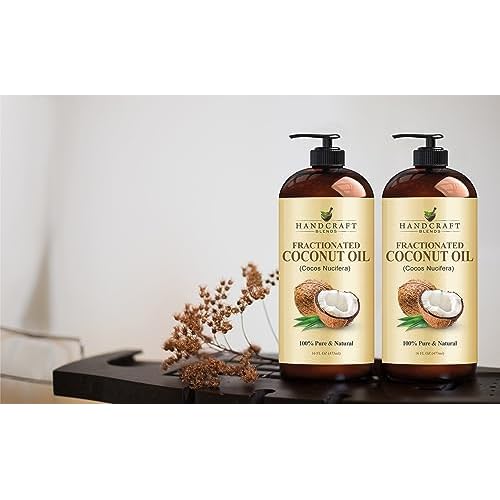 Handcraft Blends Total Body Hydration Set: Sweet Almond Oil and Fractionated Coconut Oil ? (2 x 16 Fl Oz) ? 100% Pure & Natural ? Premium Carrier Oils for Skin, Hair, and Massage