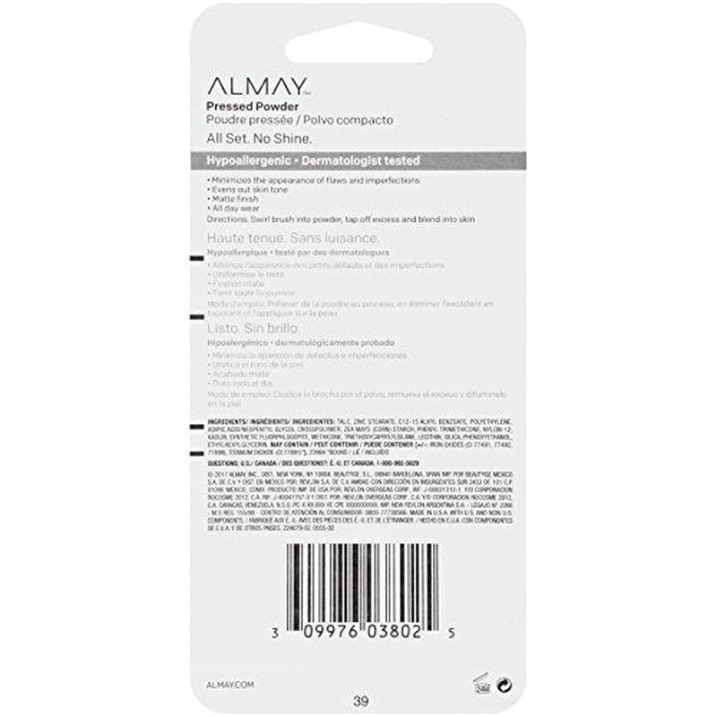 Almay Pressed Powder, Skin Tone Matching, Hypoallergenic-Fragrance Free, 200 Light Medium Mine, 0.20 Oz
