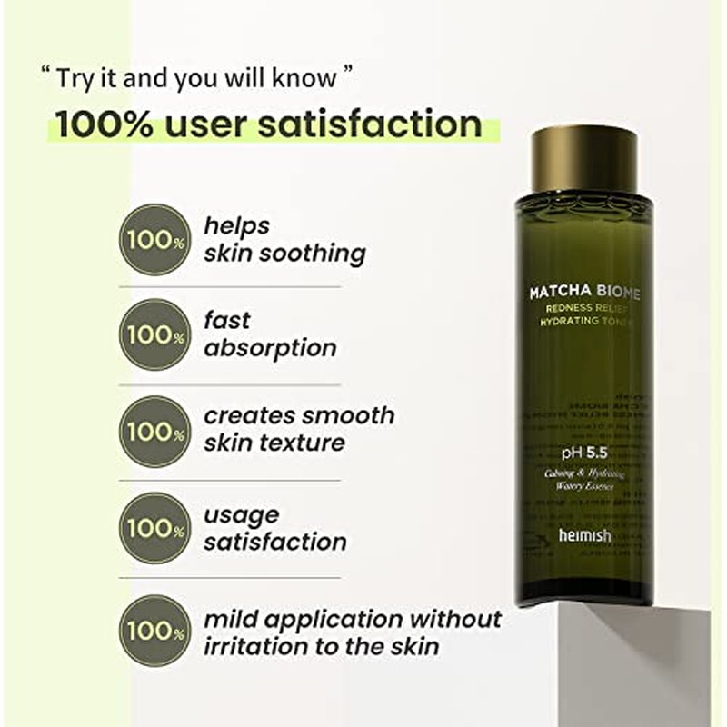 HEIMISH Matcha Biome Redness Relief Hydrating Toner - Calming & Soothing, Moisturizing, Skin Balancing Face Toner with Matcha, Probiotics, for Sensitive Skin, pH 5.5, Trouble Care, 5.1fl.oz/150ml