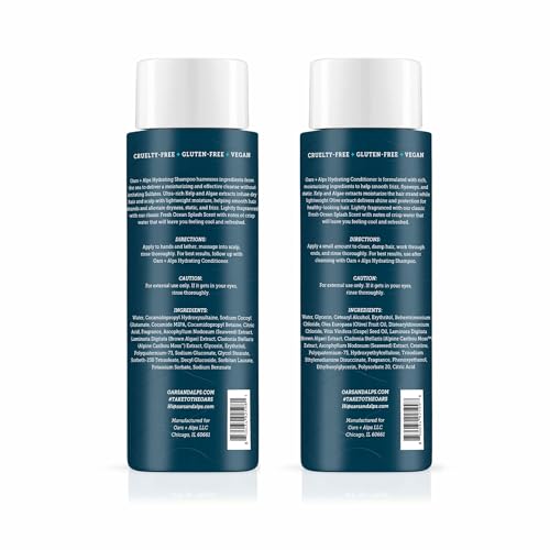 Oars + Alps Men's Sulfate Free Hair Shampoo and Conditioner Set for Men & Women, Infused with Kelp & Algae Extracts, Nourishing & Moisturizing, Paraben Free, Fresh Ocean Splash Scent, 2pk, 13.5oz