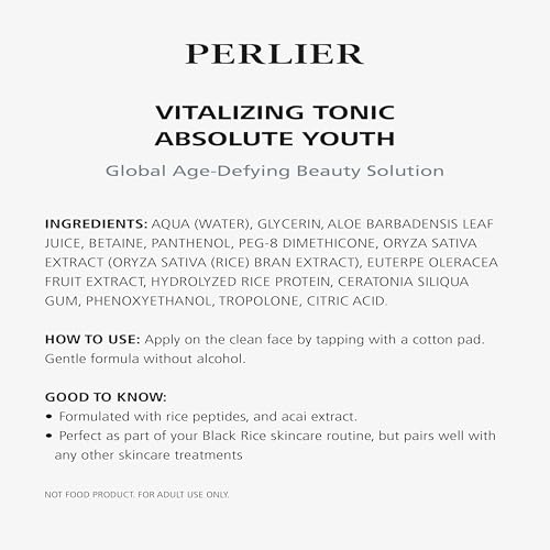 Perlier Black Rice Platinum Face Toner - Brightening & Moisturizing Skin Care, 6.7 fl oz