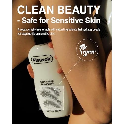 Pleuvoir Rose Wood Perfume Body Lotion - Non-Greasy, Fast-Absorbing, French MANE (Rose, Vetiver & Musk), Moisturizing with Shea Butter, 3-Hyaluronic Acid, Woody Floral, Vegan K-Beauty 8.45 fl.oz