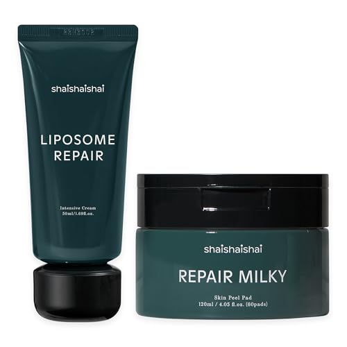 shaishaishai Hydration & Exfoliation Skincare Bundle ? LIPOSOME REPAIR MILKY Cream & Repair Milky Skin Peel Toner Pads, 72HR Intensive Hydration, Gentle Exfoliating, Korean Skin Care