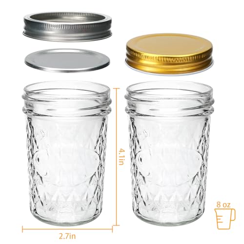 8oz Mason Jars with Lids 16-Pack | Canning, Jelly & Food Storage