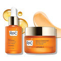 RoC Multi Correxion Revive + Glow Skin Care Regimen Bundle: Vitamin C Serum for Face + Vitamin C Cream for Tighter, Brighter Skin