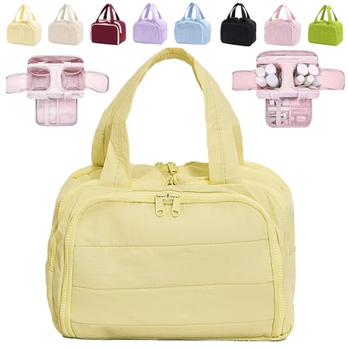 Toiletry Bag, Travelfree Toiletry Bag, Travel Toiletry Bag, 4-in-1 Multi-functional Wide-Open Travel Cosmetic Bag, Waterproof Dry-Wet Separation (Yellow)