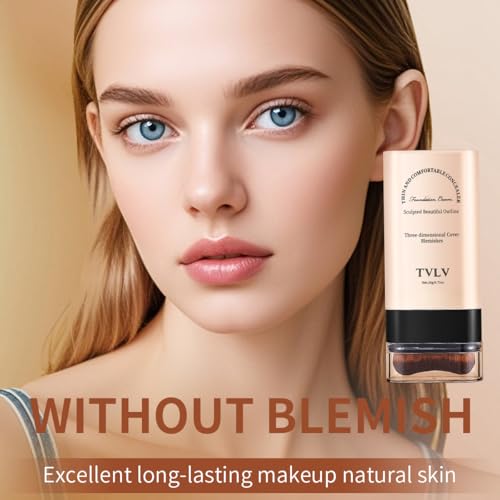 Face and Body Moisturizing Concealer Foundation,Flawlessly Covers Dark Circles, Wrinkles, Fine Lines. Features a Built-in Soft, Dense Brush Head.Medium-Dark and Natural Shades, 0.17 oz (02#NATURE)