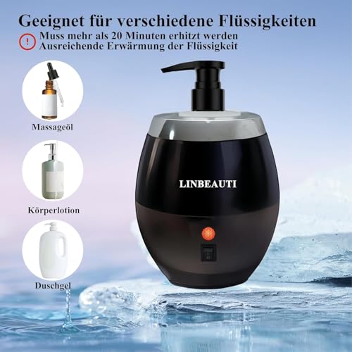 Warmer Oil Massage Lotion Warmer Kit for Professional Massage Therapy With Essential Oil Heater Bottle Dispenser Pump Funnel,15 Minutes Rapid Heating Machine- Ideal for Salon and Spa Use (Black)