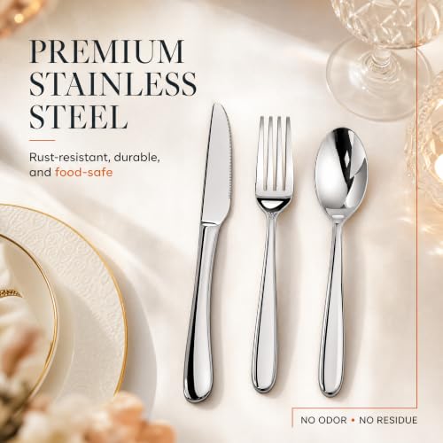 Nice Kitchen 60-Piece Heavy Duty Stainless Steel Silverware Set for 12 with Ergonomic Handles