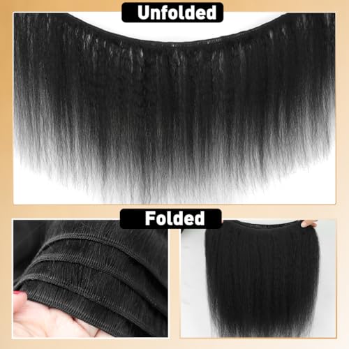 Piuneo Kinky Straight Human Hair Bundles 12 Inch Natural Black Yaki Straight