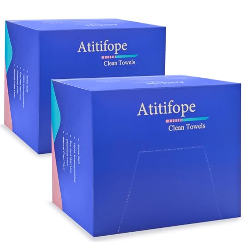 Atitifope 100 Count Disposable Face Towels Makeup Remover Wipes (2 Boxes) Super Soft & Thick