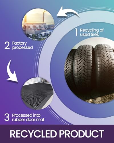DEXI Heavy Duty Rubber Door Mat Black Cone Nubs 36x48 Outdoor Entrance