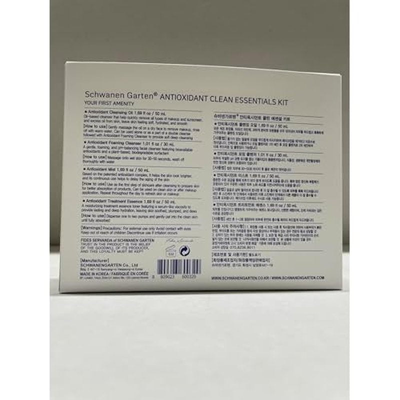 Antioxidant Clean Essentials Kit, Travel Size Skincare Set with Cleansing Oil, Foaming Cleanser, Mist, Treatment Essence