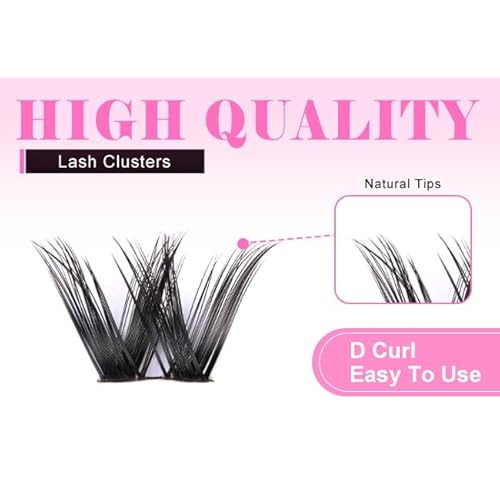 Flicker Ultra Thin Band Manga & SpikeyWhispy Lashes DlY Eyelash Extension Kit DCurl Individual Lashes Waterproof lash clusters and Long lasting Makeup For Girl