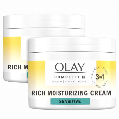 Olay Face Moisturizer 8.5 Fl Oz Pack of 2 - Fragrance-Free Hydrating Cream for Dry & Sensitive Skin