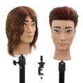 Stancia Dark Brown Male Mannequin Head with 100% Human Hair for Hairdressing Practice