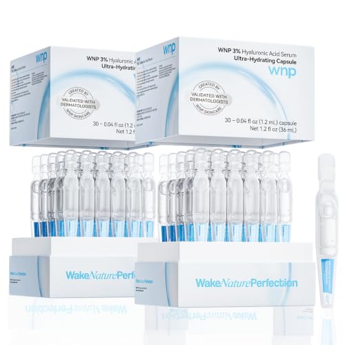 Hyaluronic Acid Face Serum Ampoules - Hydrating 3% 60 Vials for Dry Skin