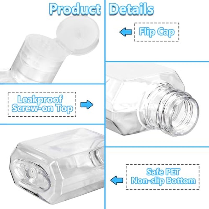100PCS Plastic 1oz Travel Bottles, Mini Clear Travel Shampoo Bottles with Flip Cap, Small Empty Hand Sanitizer Bottle Refillable Cosmetic Containers, Portable 1oz Bottle for Body Lotion Soap Liquid