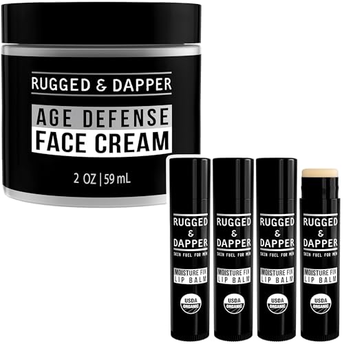 RUGGED & DAPPER Men's Face Cream and Organic Lip Balm Hydration Bundle