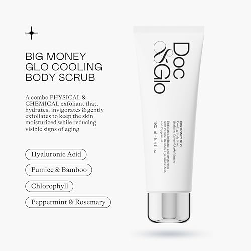Doc & Glo Big Money Glo Cooling Body Scrub, Peppermint & Rosemary Scent, 6.5 Fl Oz