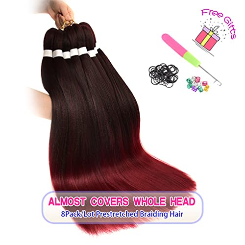 Fairise 26 Inch 8 Pack Ombre Pre Stretched Braiding Hair Yaki Textures - Natural & Soft
