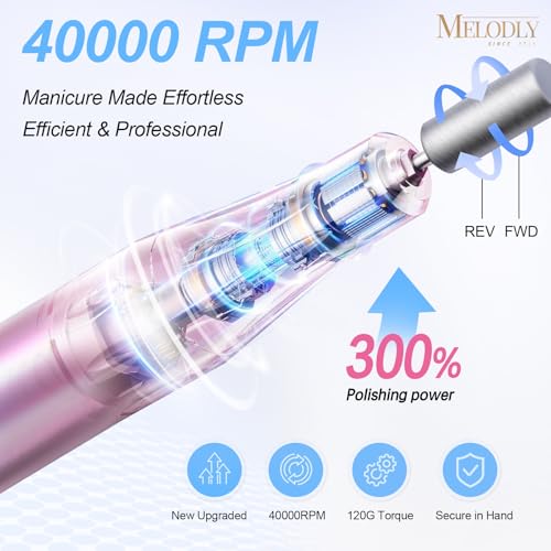 Electric Nail Drill Kit - Professional 40,000 RPM Nail File with Pink-Blue Variation