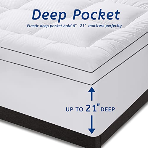 King Size Mattress Topper for Back Pain Cooling Extra Thick Plush Pillow Top with Deep Pocket - White Variation of THIS listing