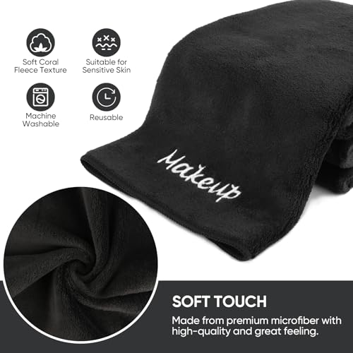 UNIMADE Makeup Remover Cloths 24 Pack - Dual-Sided Black Facial Wash Cloths
