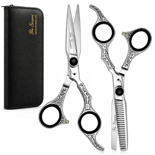 Silver 6.5-Inch Professional Hair Cutting & Thinning Shears Set