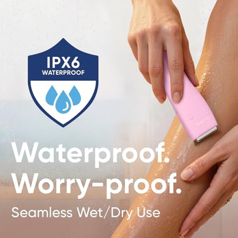 Bikini Trimmer for Women, Pubic Hair Trimmer | Waterproof, USB-C Rechargeable, LED Light, Replaceable Blade | Electric Razors for Women, Electric Lady Shaver (Rose)