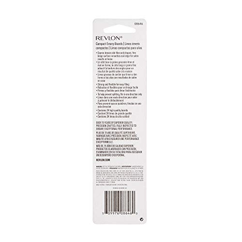 Revlon Compact Emery Boards Nail File, Dual Sided for Shaping and Smoothing Finger and Toenails, 24 Count