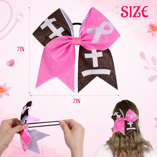 Large Pink Breast Cancer Awareness Cheer Bows - 8 Pack