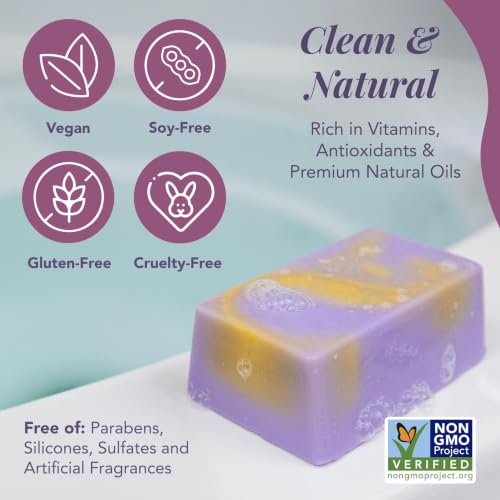 Lavender Chamomile Organic Handmade Soap Bar 5 Oz - 2 Pack Vegan Moisturizing Gift Set
