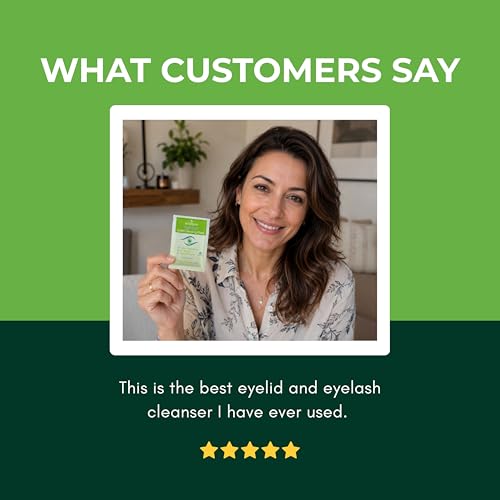 NOVEHA 60 Pack Tea Tree Oil Eyelid & Lash Wipes with Hyaluronic Acid, Green Tea & Chamomile