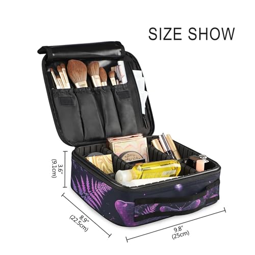 MNSRUU Travel Makeup Bag, Gothic Skull Butterfly Women Makeup Case Organizer Cosmetic Toiletry Bag for Teenage Girl with Adjustable Dividers