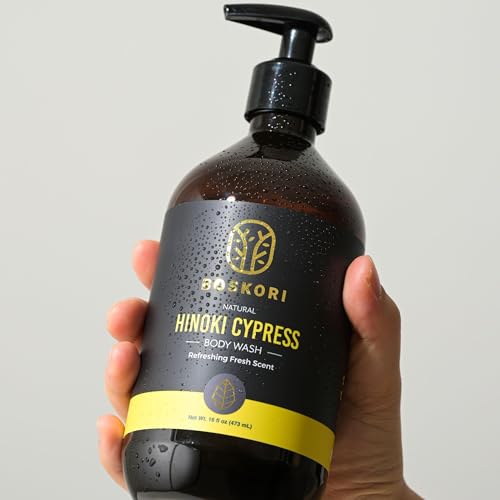 Men¡¯s Hinoki Cypress Body Wash, with Pure Hinoki Essential Oil, Gentle Non-Drying Cleanser with Japanese Sake & Botanicals, No Harsh Sulfates, No Synthetic Fragrance, Made in Taiwan, 16 fl oz