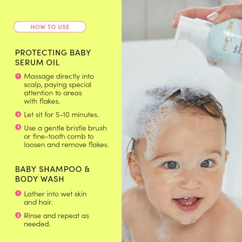 Evereden Baby Cradle Cap Shampoo & Body Wash with Nourishing Oil - Unscented, Gentle & Hydrating for Newborns