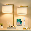 Gold Dimmable Table Lamp Set of 2 with USB-C & A Ports - Bedside Nightstand Lamps