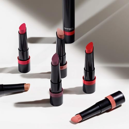 Rimmel Lasting Finish Matte Lipstick - All-Day Intense Lip Color with Exclusive Ruby and Diamond Complex - 145 Peach Petal, .14oz
