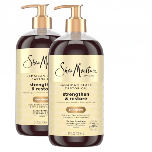 SheaMoisture Jamaican Black Castor Oil Strengthen & Restore Shampoo with Shea Butter & Peppermint Oil - Black Castor Oil, 24 oz, Pack of 2