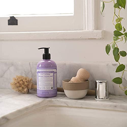 Dr. Bronner's - Organic Sugar Soap (12 oz Variety Pack) Lavender, Peppermint, Tea Tree, & Lemongrass - Made with Organic Oils, Sugar & Shikakai Powder, 4-in-1 Use: Hands, Body, Face & Hair | 4 Count