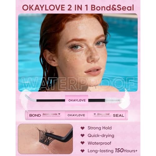OKAYLOVE Bunny Lash Clusters Kit, 8-18mm Wipsy Lashes Cluster Eyelash Extensions Kit, 120pcs CC Curl Natural Individual Lashes Clear Band Manga Eyelashes Clusters with Bond and Seal, Remover, Tweezers