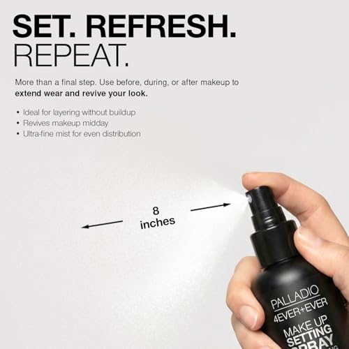 Palladio 4 Ever and Ever Make Up Setting Spray, Longlasting, Instantly Sets and Secures Makeup for All Day Wear (Dewy Finish), 100 ml
