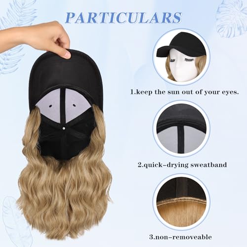 AISI QUEENS Baseball Cap Wig Extension 14 Inch Short Wave Synthetic Hair – Variation 27-613
