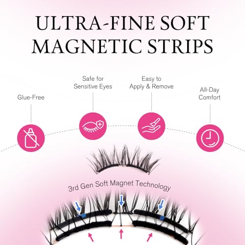 VEYESBEAUTY Magnetic Eyelashes with Applicator Reusable Magnetic Lashes Natural Look No Glue Needed False Eyelashes, NomSpirit Lashes Kit Easy to Wear and Remove