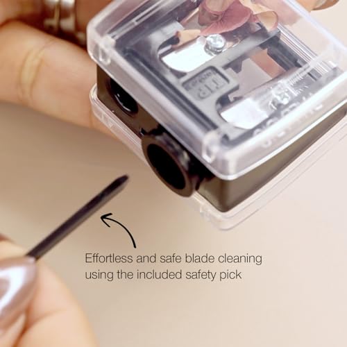 3 Pack Cosmetic Pencil Sharpener with Cover – Stainless Steel Blades for Lip, Eyeliner & Brow Pencils