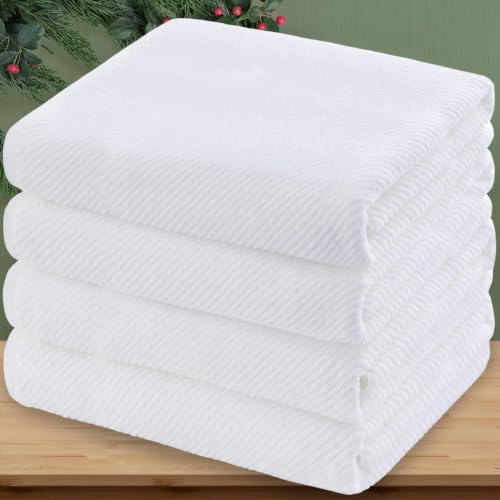 4-Piece White Cotton Bath Towel Set - Hotel Quality, Soft & Absorbent