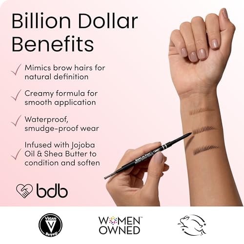 Billion Dollar Brows Micro Eyebrow Pencil 2-Pack Raven/Black - Waterproof & Smudge-Proof Precision Brow Tool