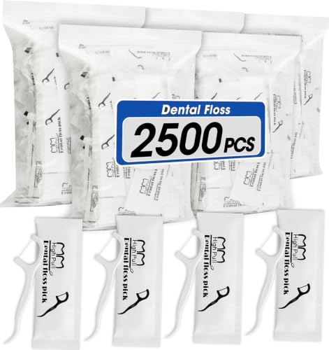 Bulk Dental Floss Picks 2500 Count - Individually Wrapped for Travel & Deep Cleaning